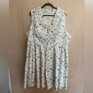 ModCloth 3x Flamingo Print Shirt Dress with pockets